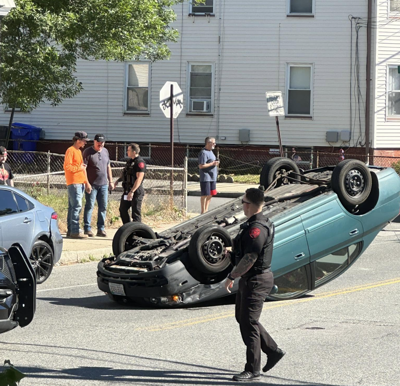 PHOTO: Car Flips Over in East Providence
