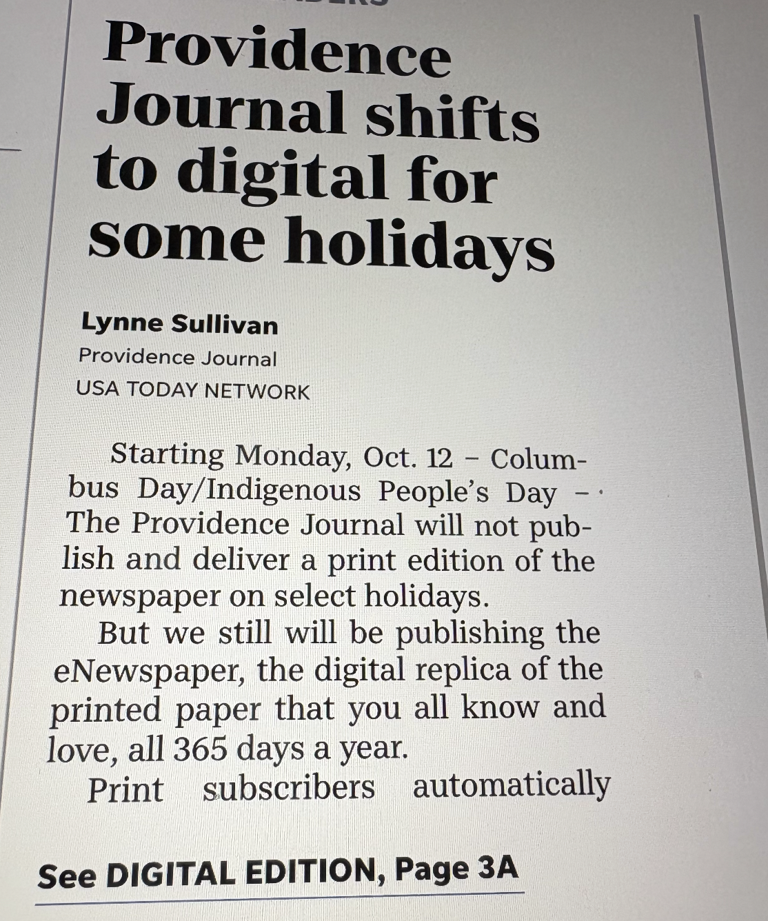 Providence Journal Announces It Is No Longer Printing… | Go Local Prov